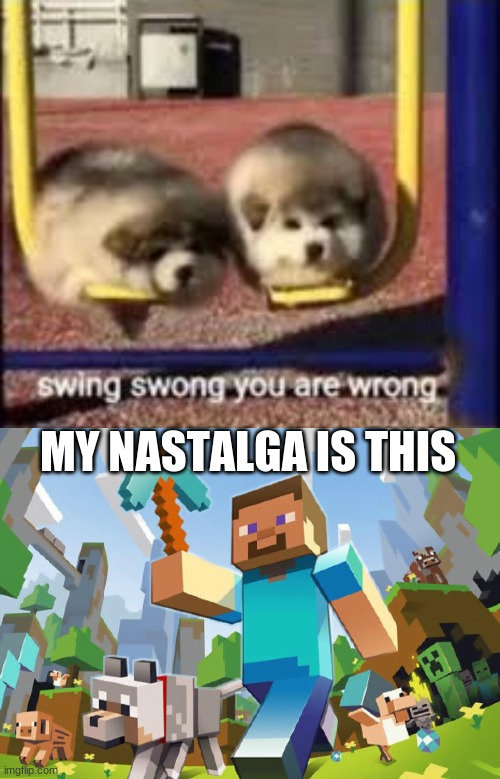 MY NASTALGA IS THIS | image tagged in swing swong,minecraft | made w/ Imgflip meme maker