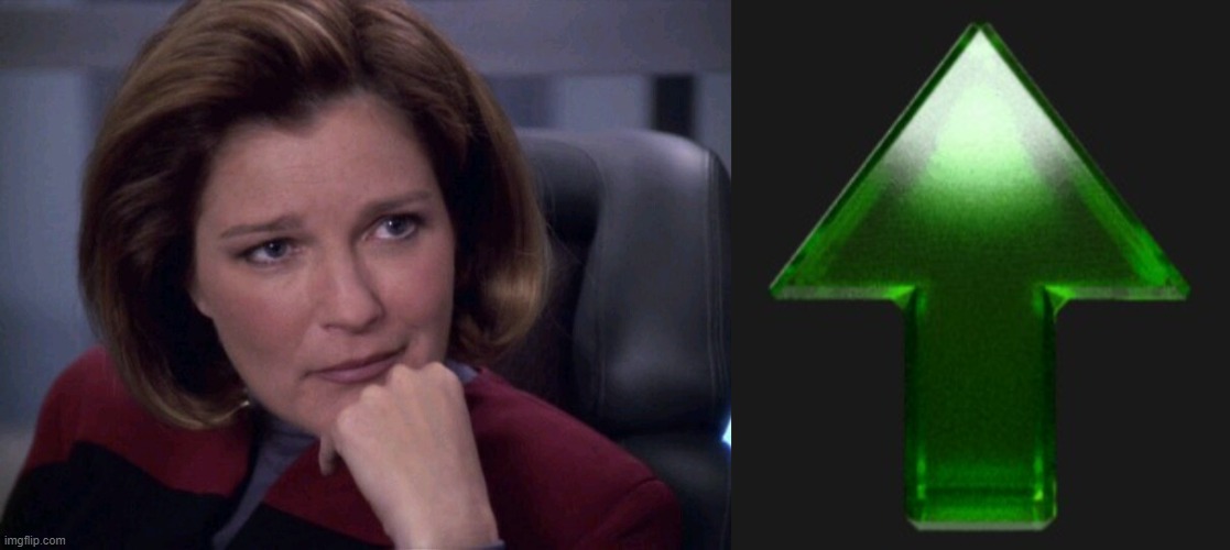 image tagged in janeway voyager,upvote | made w/ Imgflip meme maker
