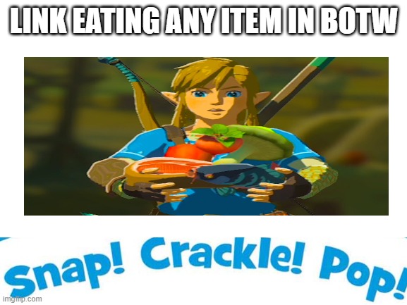 LINK EATING ANY ITEM IN BOTW | image tagged in the legend of zelda breath of the wild,gaming meme | made w/ Imgflip meme maker