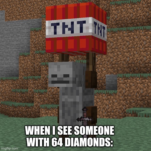 The yeet-o-matic | WHEN I SEE SOMEONE WITH 64 DIAMONDS: | image tagged in tnt yeeter | made w/ Imgflip meme maker