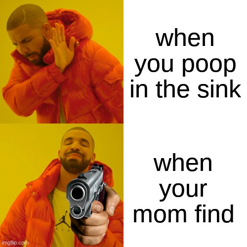 my mom | when you poop in the sink; when your mom find | image tagged in memes,drake hotline bling | made w/ Imgflip meme maker