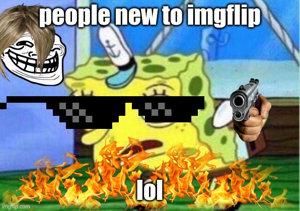 Mocking Spongebob | people new to imgflip; lol | image tagged in memes,mocking spongebob | made w/ Imgflip meme maker