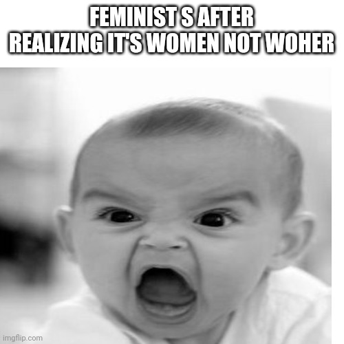 They can't argue | FEMINIST S AFTER REALIZING IT'S WOMEN NOT WOHER | image tagged in feminism | made w/ Imgflip meme maker