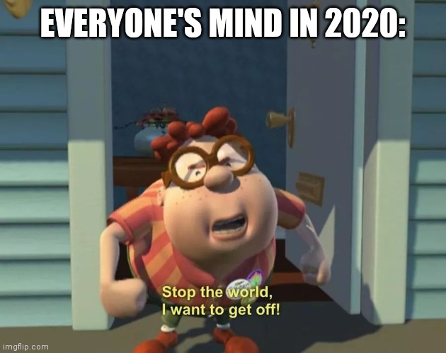 Stop | EVERYONE'S MIND IN 2020: | image tagged in carl | made w/ Imgflip meme maker