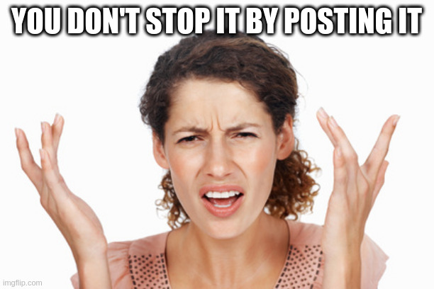 When someone posts cringe | YOU DON'T STOP IT BY POSTING IT | image tagged in indignant | made w/ Imgflip meme maker