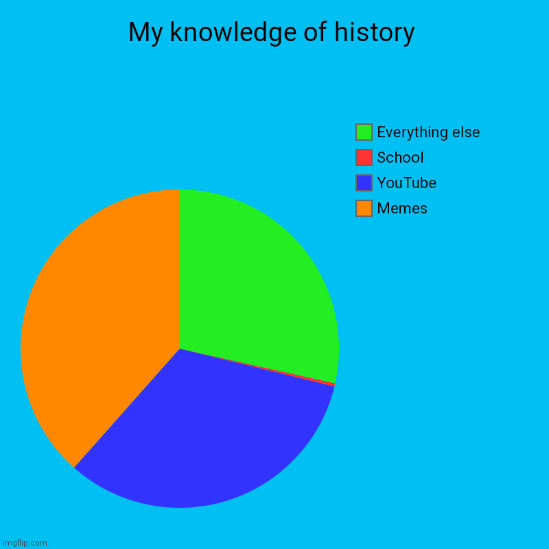 School is bullshit | My knowledge of history | Memes, YouTube, School, Everything else | image tagged in charts,pie charts,school memes | made w/ Imgflip chart maker