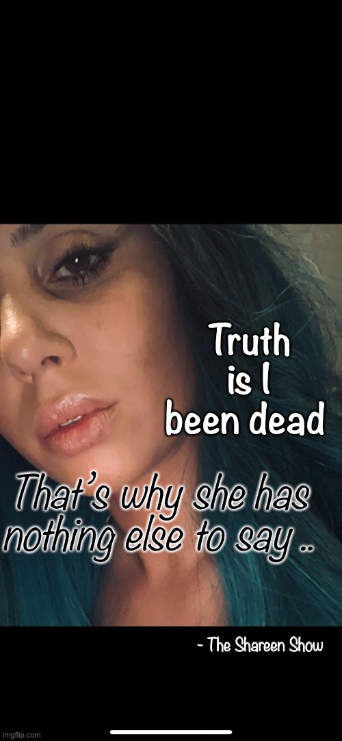Awareness | Truth is I been dead; That’s why she has nothing else to say .. - The Shareen Show | image tagged in domestic abuse,awareness,abuse,writer,books,love | made w/ Imgflip meme maker
