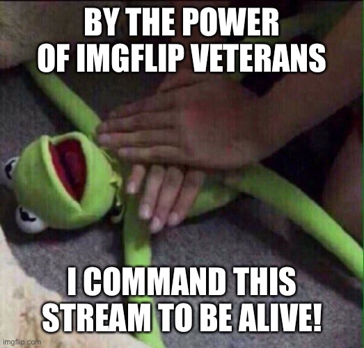 Revival Kermit  | BY THE POWER OF IMGFLIP VETERANS; I COMMAND THIS STREAM TO BE ALIVE! | image tagged in revival kermit | made w/ Imgflip meme maker