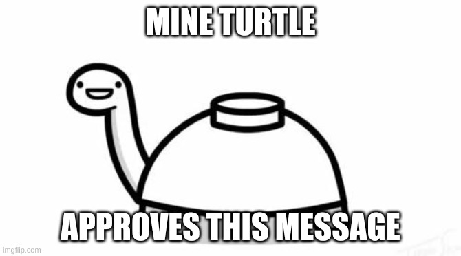 Mine Turtle | MINE TURTLE APPROVES THIS MESSAGE | image tagged in mine turtle | made w/ Imgflip meme maker