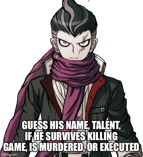 GUESS HIS NAME, TALENT, IF HE SURVIVES KILLING GAME, IS MURDERED, OR EXECUTED | made w/ Imgflip meme maker