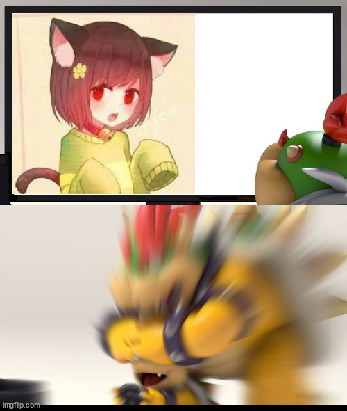 Jr. is kinda sus | image tagged in bowser and bowser jr nsfw,chara,undertale,anime | made w/ Imgflip meme maker
