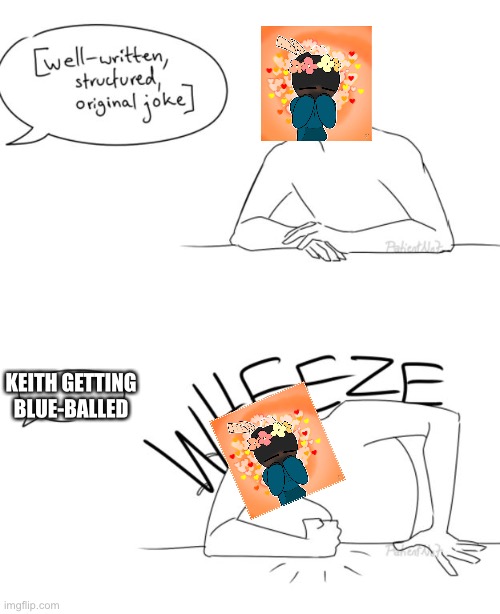 Wheeze | KEITH GETTING BLUE-BALLED | image tagged in wheeze | made w/ Imgflip meme maker