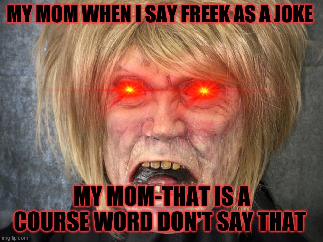 karen | MY MOM WHEN I SAY FREEK AS A JOKE; MY MOM-THAT IS A COURSE WORD DON'T SAY THAT | image tagged in funny | made w/ Imgflip meme maker