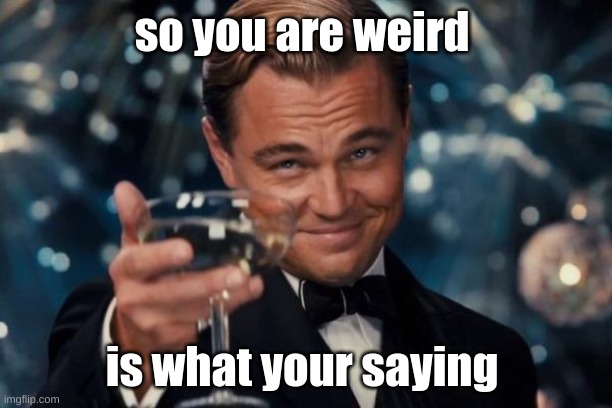 Leonardo Dicaprio Cheers Meme | so you are weird is what your saying | image tagged in memes,leonardo dicaprio cheers | made w/ Imgflip meme maker