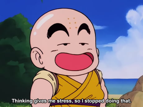 Krillin thinking gives me stress Blank Meme Template