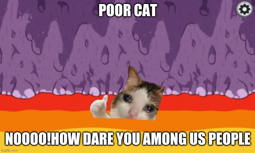 Sad Cat Among Us | POOR CAT; NOOOO!HOW DARE YOU AMONG US PEOPLE | image tagged in sad cat among us | made w/ Imgflip meme maker