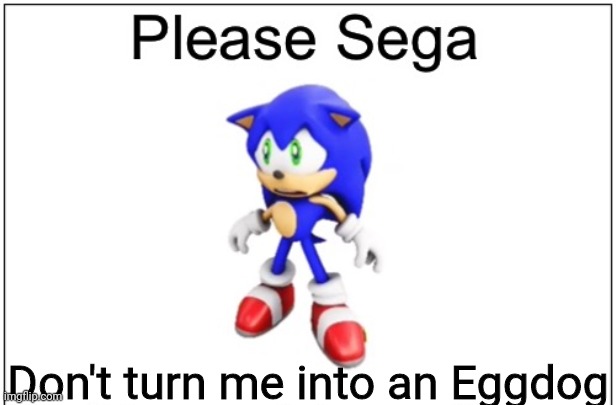 Please Sega | Don't turn me into an Eggdog | image tagged in please sega | made w/ Imgflip meme maker