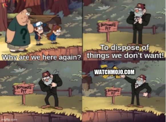 Gravity Falls Bottomless Pit | WATCHMOJO.COM | image tagged in gravity falls bottomless pit | made w/ Imgflip meme maker
