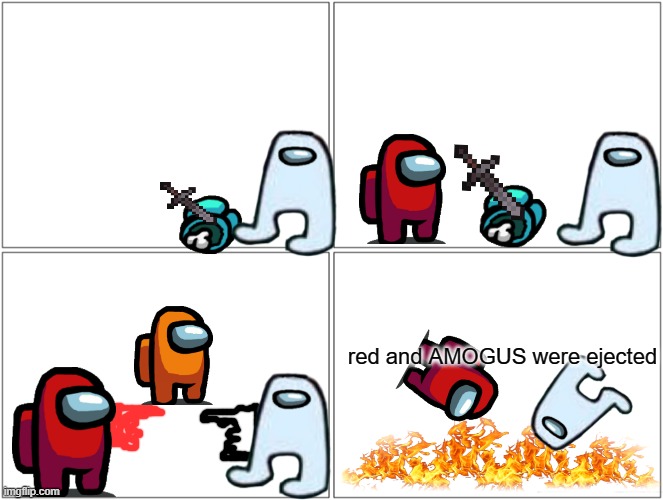 Blank Comic Panel 2x2 | red and AMOGUS were ejected | image tagged in memes,blank comic panel 2x2 | made w/ Imgflip meme maker