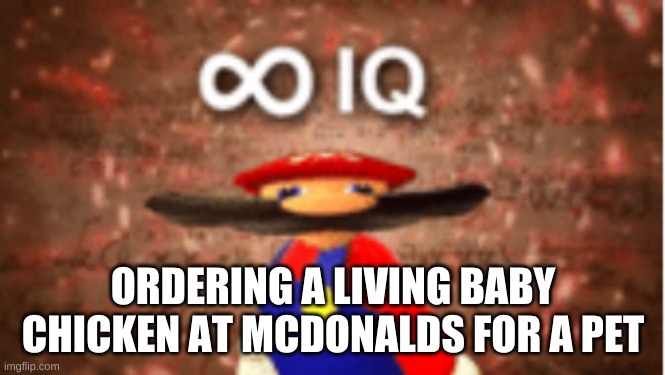 Infinite IQ | ORDERING A LIVING BABY CHICKEN AT MCDONALDS FOR A PET | image tagged in infinite iq | made w/ Imgflip meme maker