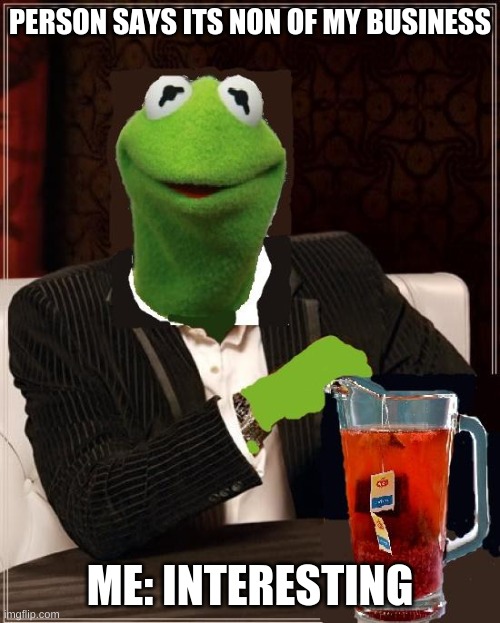 most interesting frog in the world | PERSON SAYS ITS NON OF MY BUSINESS; ME: INTERESTING | image tagged in most interesting frog in the world | made w/ Imgflip meme maker