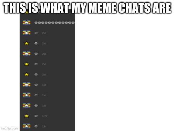 Blank White Template | THIS IS WHAT MY MEME CHATS ARE | image tagged in blank white template | made w/ Imgflip meme maker