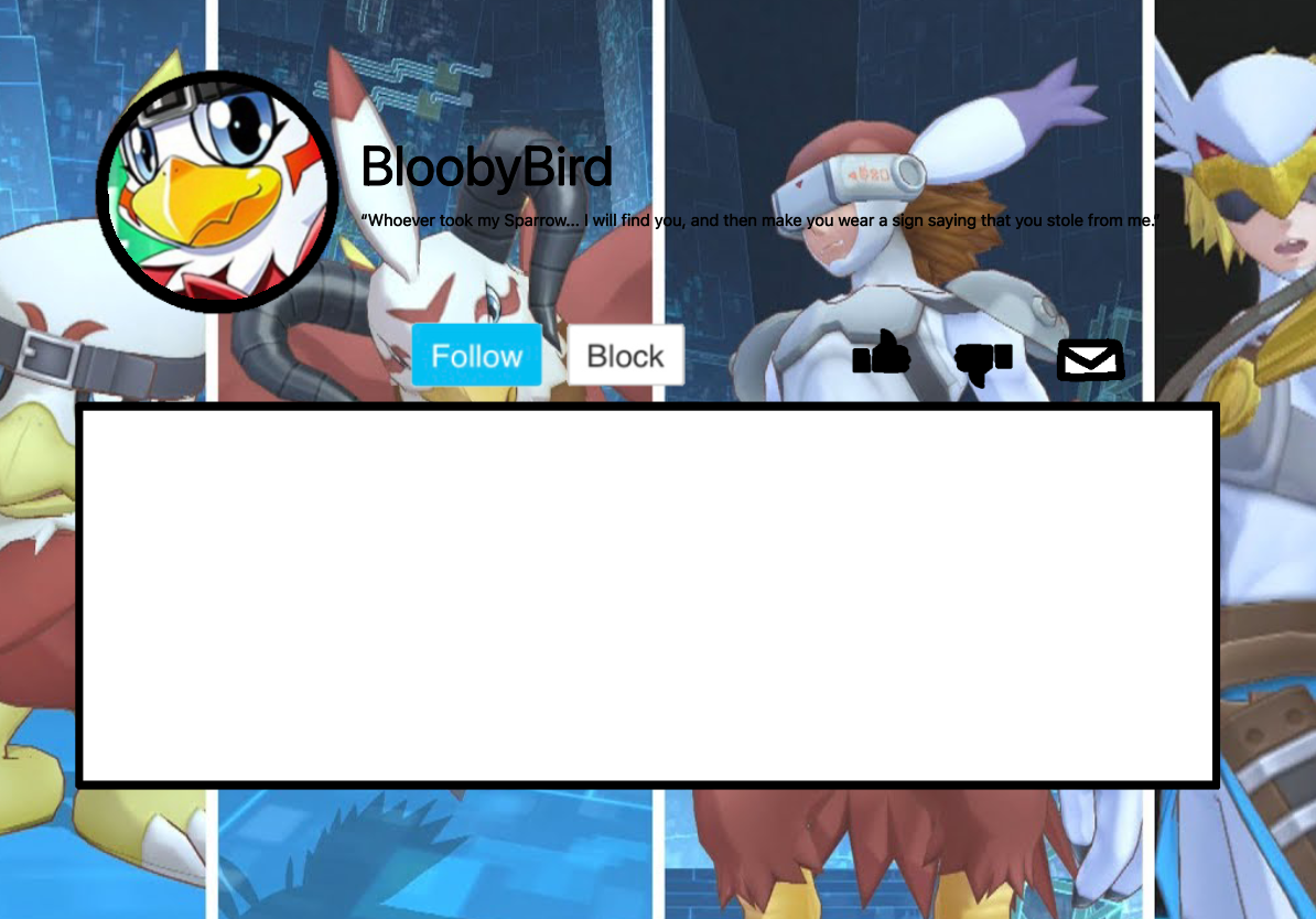 High Quality Bloo’s BETTER Announcement (Hawkmon Version) Blank Meme Template