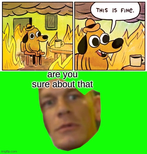 are you sure about that | image tagged in memes,this is fine,are you sure about that cena | made w/ Imgflip meme maker