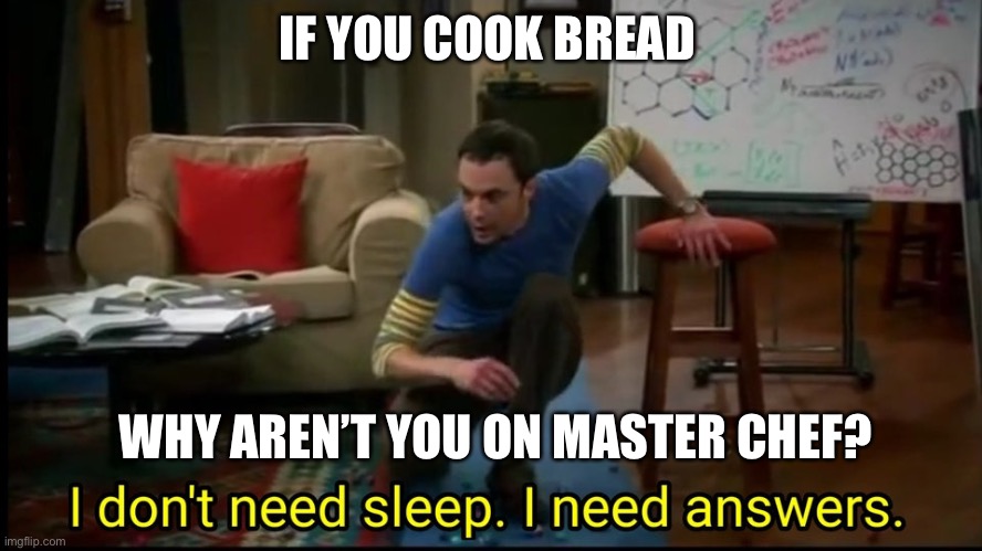 I need answers pls help |  IF YOU COOK BREAD; WHY AREN’T YOU ON MASTER CHEF? | image tagged in i don t need sleep i need answers | made w/ Imgflip meme maker