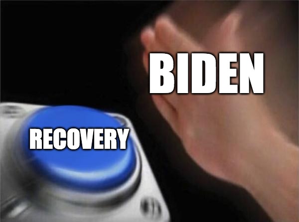 Blank Nut Button Meme | BIDEN; RECOVERY | image tagged in memes,blank nut button | made w/ Imgflip meme maker