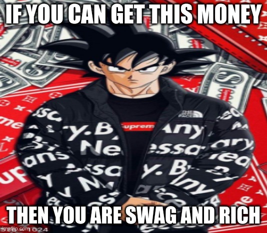 Rich | IF YOU CAN GET THIS MONEY; THEN YOU ARE SWAG AND RICH | image tagged in memes | made w/ Imgflip meme maker