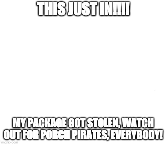 Ancient Aliens | THIS JUST IN!!!! MY PACKAGE GOT STOLEN, WATCH OUT FOR PORCH PIRATES, EVERYBODY! | image tagged in memes,ancient aliens | made w/ Imgflip meme maker