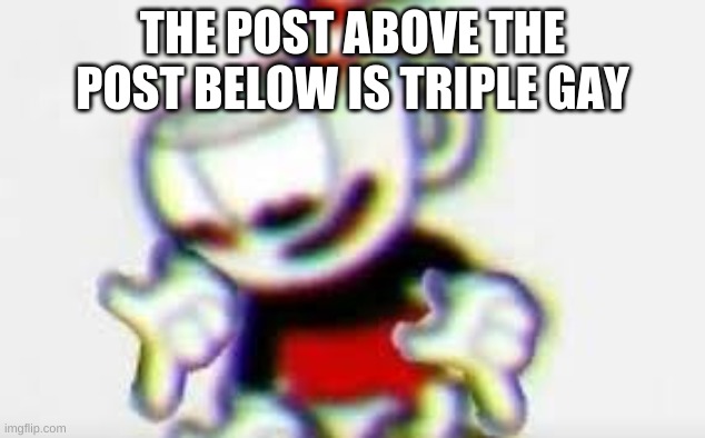 The Person Below is... | THE POST ABOVE THE POST BELOW IS TRIPLE GAY | image tagged in the person below is | made w/ Imgflip meme maker