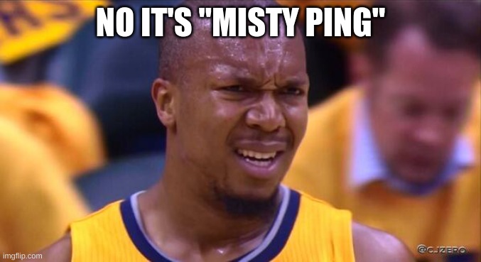 huh | NO IT'S "MISTY PING" | image tagged in huh | made w/ Imgflip meme maker