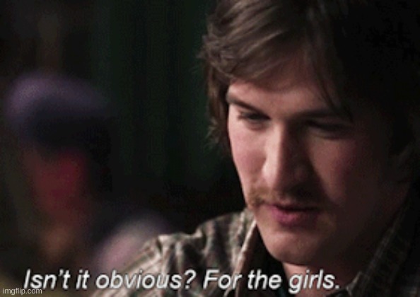 Isn't it obvious? For the girls | image tagged in isn't it obvious for the girls | made w/ Imgflip meme maker