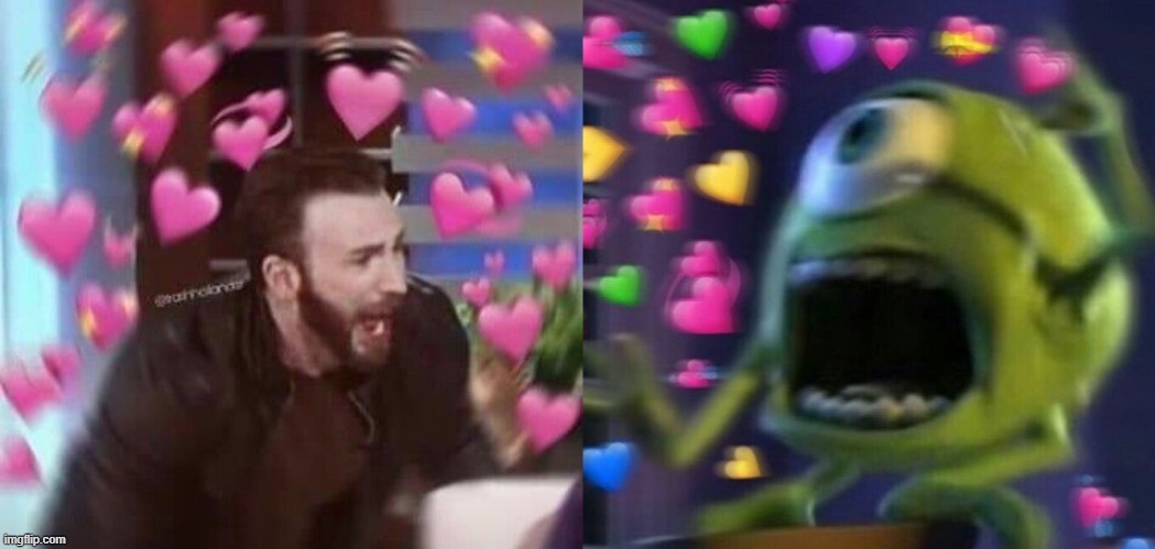 wholesome screaming | image tagged in mike wazowski,chris evans,wholesome | made w/ Imgflip meme maker