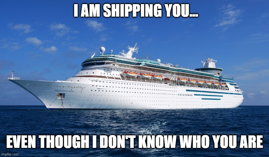 Cruise Ship | I AM SHIPPING YOU... EVEN THOUGH I DON'T KNOW WHO YOU ARE | image tagged in cruise ship | made w/ Imgflip meme maker