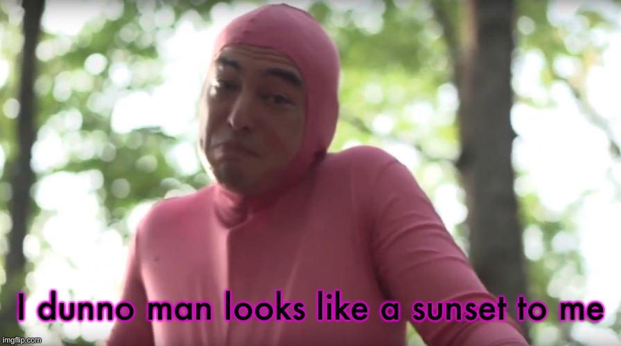I dunno | I dunno man looks like a sunset to me | image tagged in i dunno | made w/ Imgflip meme maker
