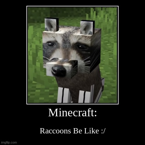 image tagged in funny,minecraft,raccoon | made w/ Imgflip demotivational maker