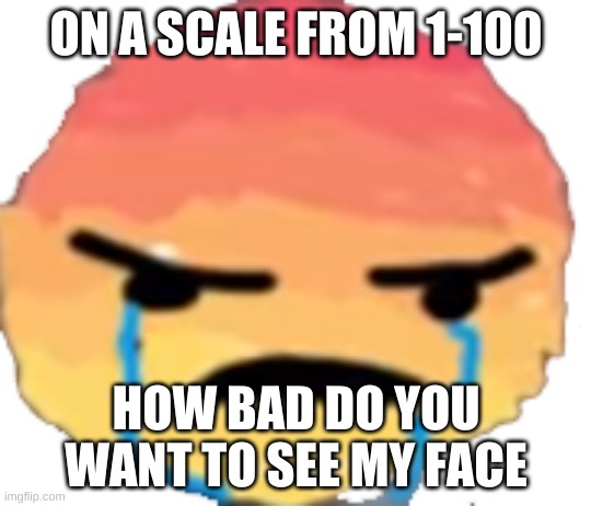 I'm bout to get a 0 just watch | ON A SCALE FROM 1-100; HOW BAD DO YOU WANT TO SEE MY FACE | image tagged in urjustjealous | made w/ Imgflip meme maker