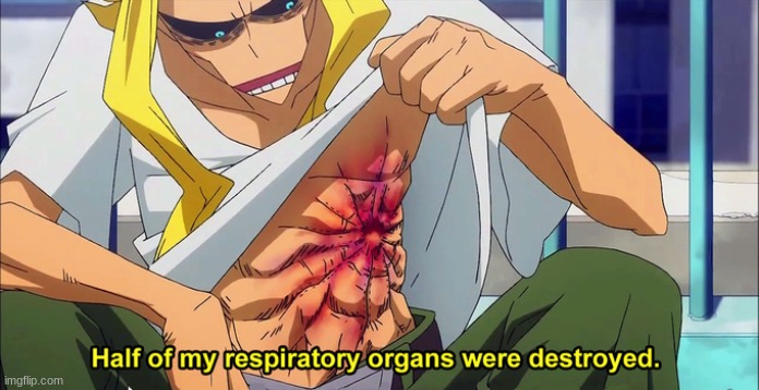 half of my respiratory organs were destroyed | image tagged in half of my respiratory organs were destroyed | made w/ Imgflip meme maker