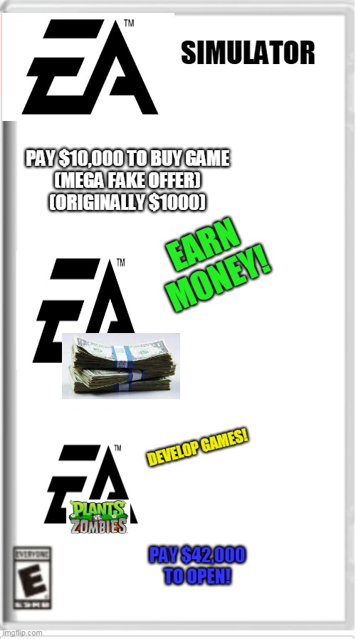($8000 TO READ TITLE) | SIMULATOR; PAY $10,000 TO BUY GAME

(MEGA FAKE OFFER)
(ORIGINALLY $1000); EARN MONEY! DEVELOP GAMES! PAY $42,000 TO OPEN! | image tagged in blank switch game,ea games simulator,40000 dollars to continue reading tags | made w/ Imgflip meme maker