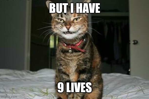 Evil Smile Cat | BUT I HAVE 9 LIVES | image tagged in evil smile cat | made w/ Imgflip meme maker