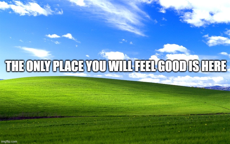 THE ONLY PLACE YOU WILL FEEL GOOD IS HERE | image tagged in peace,quiet | made w/ Imgflip meme maker