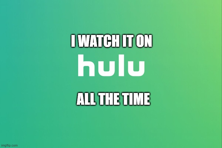 Hulu | I WATCH IT ON ALL THE TIME | image tagged in hulu | made w/ Imgflip meme maker