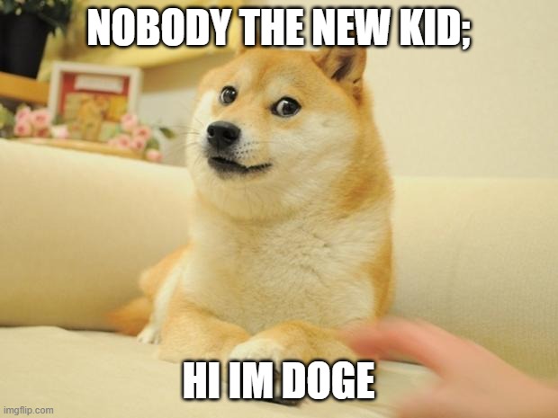 Doge 2 Meme |  NOBODY THE NEW KID;; HI IM DOGE | image tagged in memes,doge 2 | made w/ Imgflip meme maker