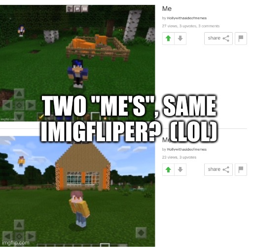 TWO "ME'S", SAME IMIGFLIPER?  (LOL) | image tagged in funny,what | made w/ Imgflip meme maker