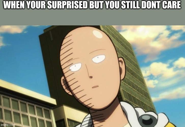 WHEN YOUR SURPRISED BUT YOU STILL DON'T CARE | image tagged in one punch man,saitama | made w/ Imgflip meme maker