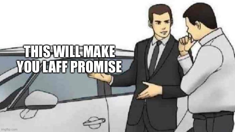 https://imgflip.com/i/57ff96 | THIS WILL MAKE YOU LAFF PROMISE | image tagged in memes,car salesman slaps roof of car | made w/ Imgflip meme maker