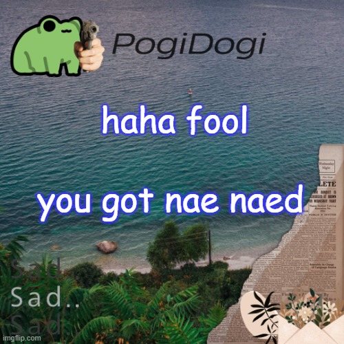 PogiDogi | haha fool; you got nae naed | image tagged in pogidogi | made w/ Imgflip meme maker